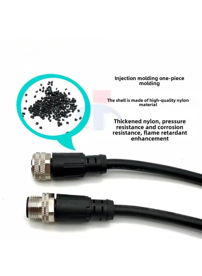 Aviation Plug M12-4 Core 5 Core 8 Core Belt Line 2 Meters Connector Sensor Connection Line Waterproof Cable Shielding Line-Colour:Pvc Flame Retardant Wire- 2m In Stock-double Straight Head 5 Cores, One Male And One Female