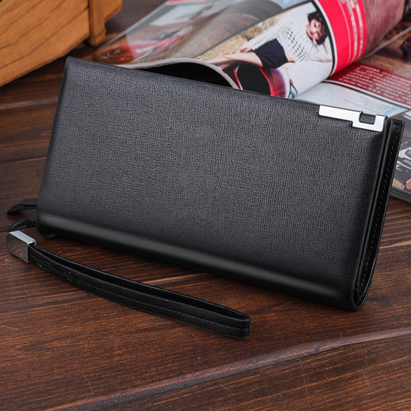 Multifunctional Men Use Wallet Zipper Purse Large Capacity Storage Bag Black - Image 5