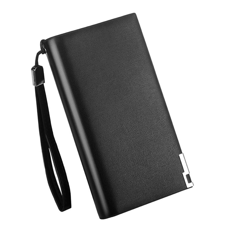 Multifunctional Men Use Wallet Zipper Purse Large Capacity Storage Bag Black - Image 1