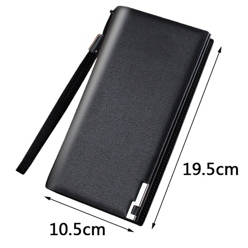 Multifunctional Men Use Wallet Zipper Purse Large Capacity Storage Bag Black - Image 2