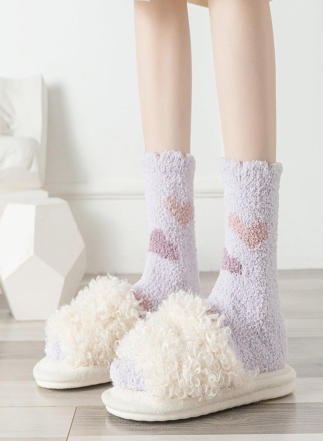 Pleneal Womens Fuzzy Socks - Slipper Soft Fluffy Socks Socks for Women, Winter Warm Plush Sleeping Sock, Heart, One size - Image 5