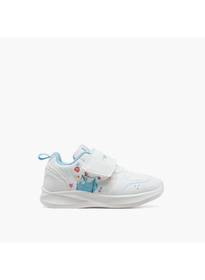 Disney Girls Cinderella Print Sneakers with Hook and Loop Closure