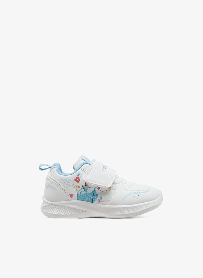 Disney Girls Cinderella Print Sneakers with Hook and Loop Closure