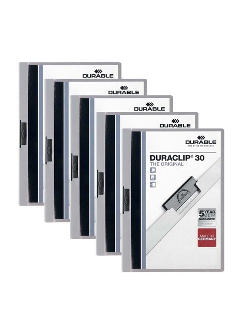 5-Piece Duraclip Clip Folder Grey
