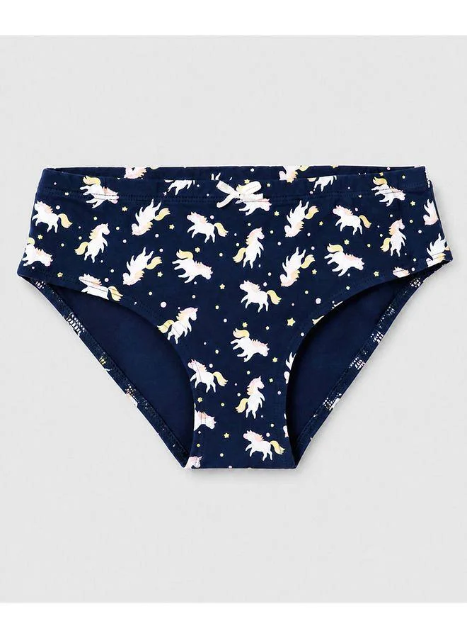 Pine Kids Pine Kids Cotton Elastane Knit Unicorn Printed Panties (Pack of 3) - Navy/Light Blue