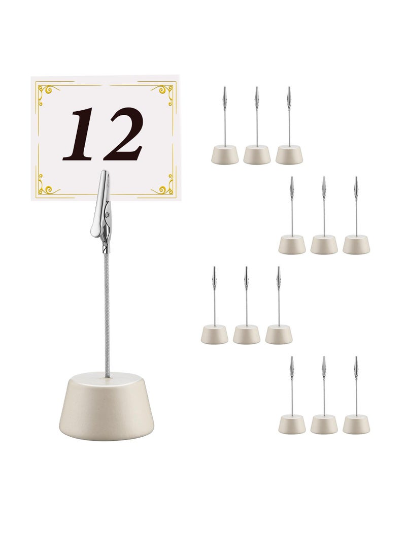 Generic Wood Place Card Holders, 12 Pcs Place Card Holder, Photo Memo Clips Holders, with Alligator Clamp Wooden Base Table Number Holder, for Office Menu Wedding Party Events Decoration(Beige)  - Image 1