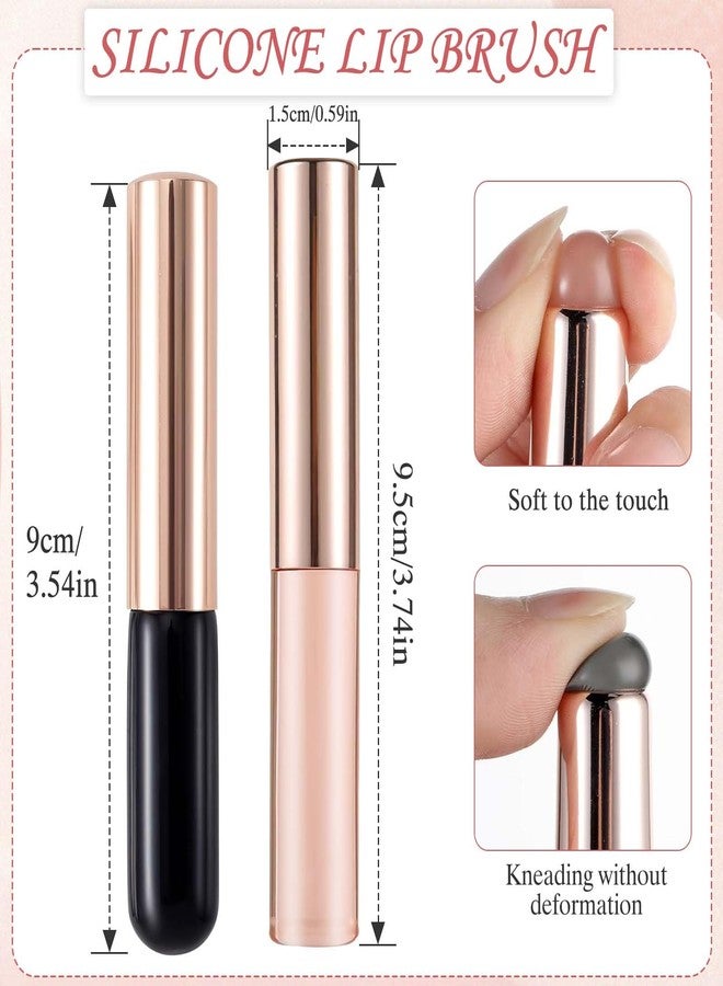 CoolShef فرشاة تطبيق الشفاه من CoolShef 2 قطعة سيليكون | تطبيق أحمر شفاه بإصبع قابل لإعادة الاستخدام مع طرف سيليكون ناعم وغطاء مضاد للغبار لملمع الشفاه، بلسم، قناع وكريم خافي العيوب - وردي وأسود - Image 2