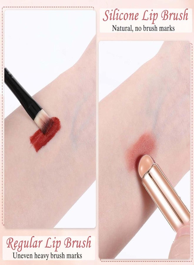 CoolShef فرشاة تطبيق الشفاه من CoolShef 2 قطعة سيليكون | تطبيق أحمر شفاه بإصبع قابل لإعادة الاستخدام مع طرف سيليكون ناعم وغطاء مضاد للغبار لملمع الشفاه، بلسم، قناع وكريم خافي العيوب - وردي وأسود - Image 4