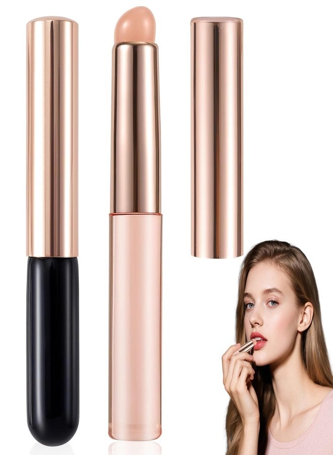 CoolShef فرشاة تطبيق الشفاه من CoolShef 2 قطعة سيليكون | تطبيق أحمر شفاه بإصبع قابل لإعادة الاستخدام مع طرف سيليكون ناعم وغطاء مضاد للغبار لملمع الشفاه، بلسم، قناع وكريم خافي العيوب - وردي وأسود - Image 1