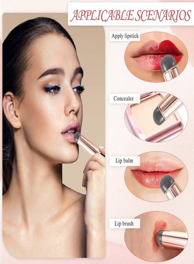 CoolShef فرشاة تطبيق الشفاه من CoolShef 2 قطعة سيليكون | تطبيق أحمر شفاه بإصبع قابل لإعادة الاستخدام مع طرف سيليكون ناعم وغطاء مضاد للغبار لملمع الشفاه، بلسم، قناع وكريم خافي العيوب - وردي وأسود - Image 5