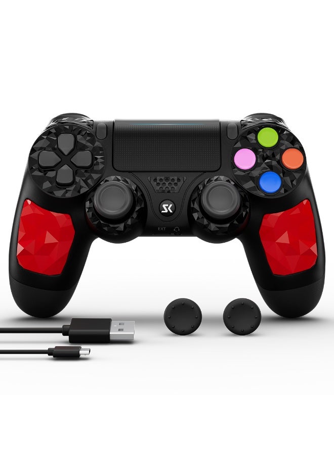 Controller for PS4, Wireless Controller Compatible with PS4/PS3/Android/PC/iOS, PS4 Joystick with Touch Panel, Six Axis Gyroscope, Black - Image 1