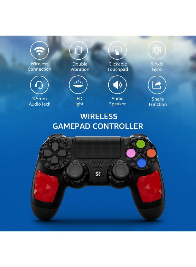 Controller for PS4, Wireless Controller Compatible with PS4/PS3/Android/PC/iOS, PS4 Joystick with Touch Panel, Six Axis Gyroscope, Black - Image 3