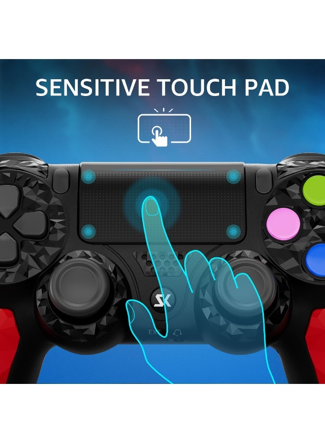 Controller for PS4, Wireless Controller Compatible with PS4/PS3/Android/PC/iOS, PS4 Joystick with Touch Panel, Six Axis Gyroscope, Black - Image 2