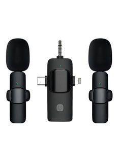 3 in 1 Wireless Lavalier Microphones For iPhone, iPad, Android, Camera, USB-C Microphone, 7-Hour Battery, Mini Microphone With Noise Reduction For Video Recording, Vlog, YouTube, TikTok