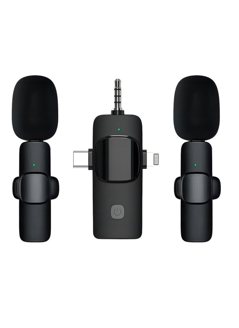 Gasin - 3 in 1 Wireless Lavalier Microphones For iPhone, iPad, Android, Camera, USB-C Microphone, 7-Hour Battery, Mini Microphone With Noise Reduction For Video Recording, Vlog, YouTube, TikTok - Image 1