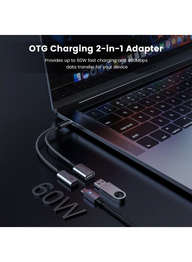 MOGOOD محول USB C OTG مع شحن محول USB C OTG موزع USB C OTG مع شحن سريع 60 واط متوافق مع Steam Deck و Galaxy S22 و Switch و Google Chromecast مع Google TV و Pi-KVM و طابعة ثلاثية الأبعاد و Octa4a و Pixel4 XL - Image 2