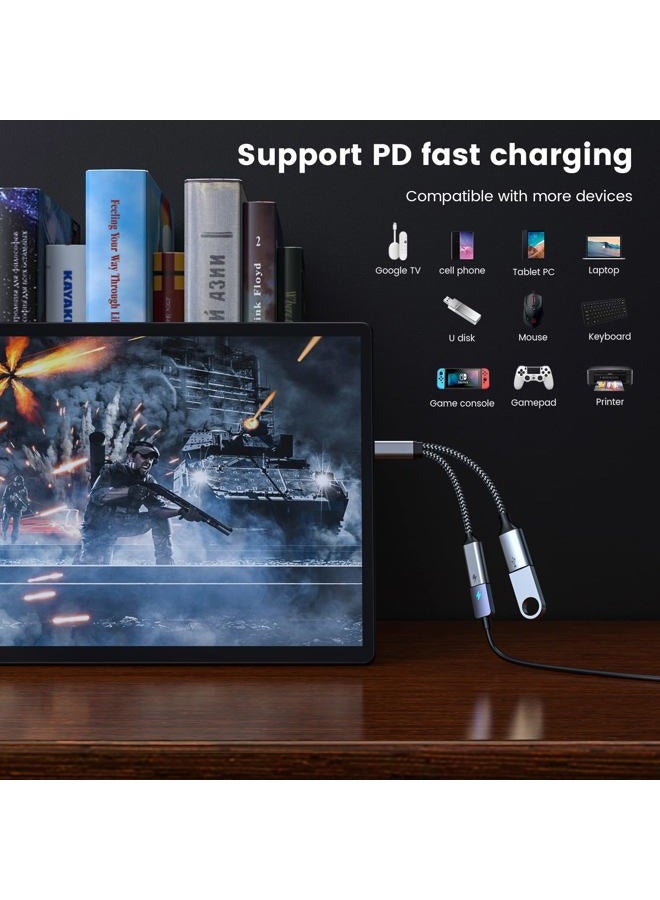 MOGOOD محول USB C OTG مع شحن محول USB C OTG موزع USB C OTG مع شحن سريع 60 واط متوافق مع Steam Deck و Galaxy S22 و Switch و Google Chromecast مع Google TV و Pi-KVM و طابعة ثلاثية الأبعاد و Octa4a و Pixel4 XL - Image 4