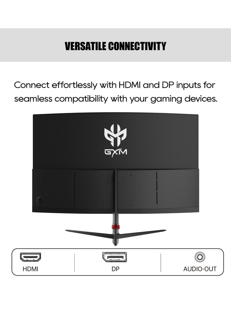 iCore - شاشة GXM GX24RFA 24 بوصة منحنية للألعاب فائقة السرعة، شاشة FHD 1920x1080 200 هرتز، 16:9، شاشة منحنية فائقة الاتساع 1650R، إضاءة خلفية LED مقاس 23.8 بوصة، وقت استجابة 1 مللي ثانية، 16.7 مليون لون شاشة، أسود - Image 1