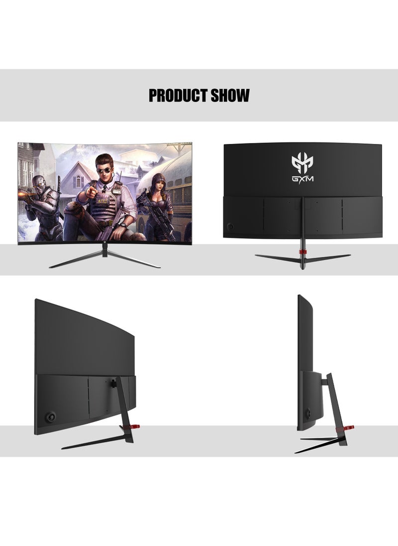 iCore - شاشة GXM GX24RFA 24 بوصة منحنية للألعاب فائقة السرعة، شاشة FHD 1920x1080 200 هرتز، 16:9، شاشة منحنية فائقة الاتساع 1650R، إضاءة خلفية LED مقاس 23.8 بوصة، وقت استجابة 1 مللي ثانية، 16.7 مليون لون شاشة، أسود - Image 1