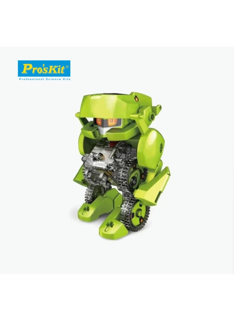 بروس كيت مجموعة Pro’sKit GE-617 الروبوتات الشمسية المتحولة 4 في 1 - مجموعة روبوتات تعمل بالطاقة الشمسية 4 في 1 للأطفال من سن 8 سنوات فما فوق (تي ريكس، خنفساء وحيد القرن، سيارة حفر وروبوت) - Image 2