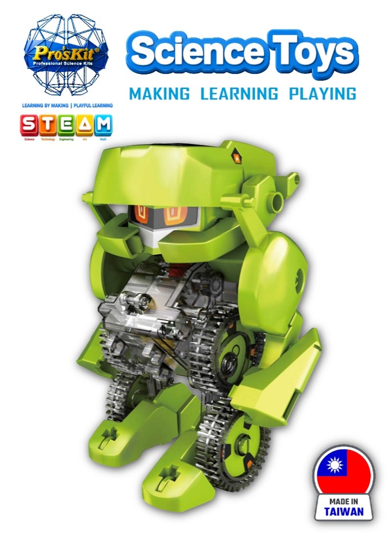 Pro'skit Pro’sKit GE-617 Transforming 4 Solar Robots – 4-in-1 DIY STEM Solar-Powered Robot Kit for Kids 8+ (T-Rex, Rhino Beetle, Drill Car & Robot) - Image 1