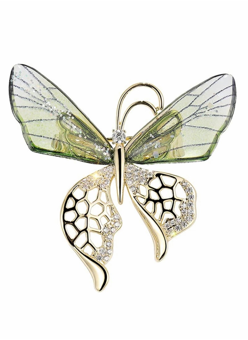 Excefore - Women's Brooch Pin Crystal Rhinestone Butterfly Pins Vintage Green Brooches Jewelry Animal Shape Corsage Scarf Clip Women Girls - Image 1