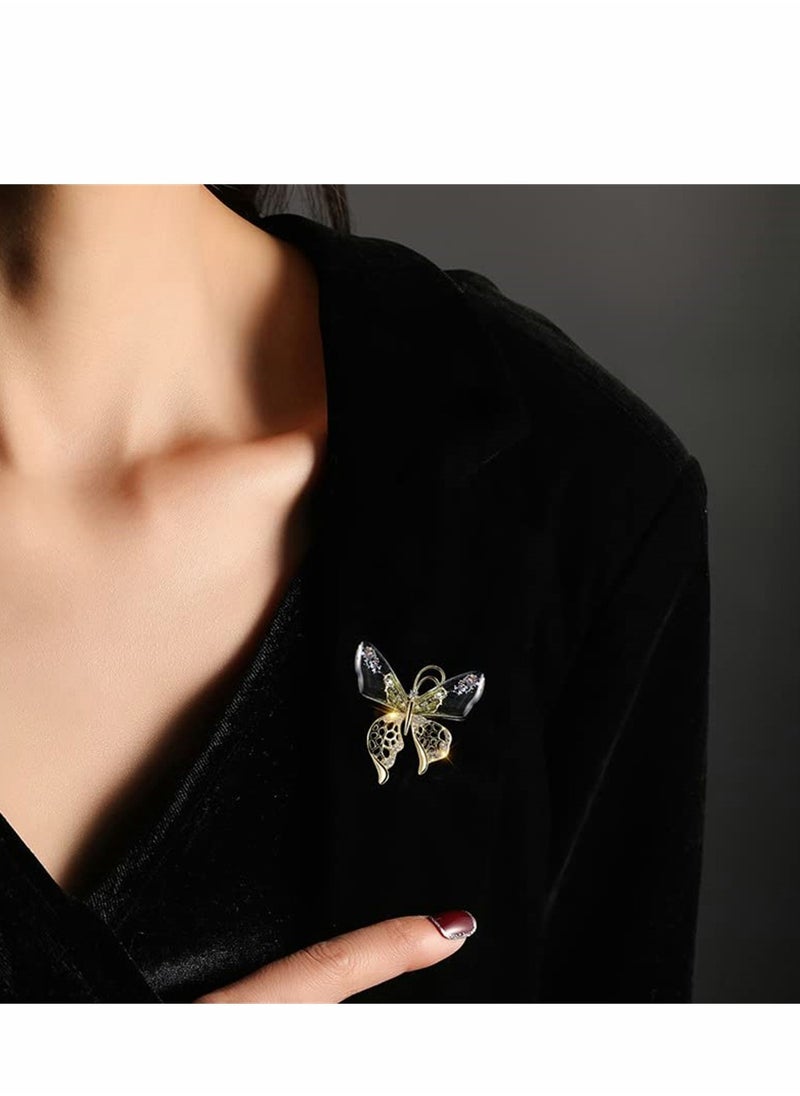 Excefore - Women's Brooch Pin Crystal Rhinestone Butterfly Pins Vintage Green Brooches Jewelry Animal Shape Corsage Scarf Clip Women Girls - Image 1