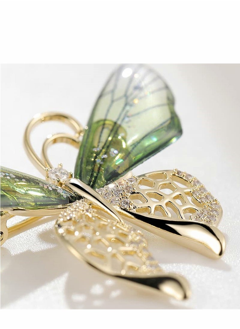 Excefore - Women's Brooch Pin Crystal Rhinestone Butterfly Pins Vintage Green Brooches Jewelry Animal Shape Corsage Scarf Clip Women Girls - Image 1