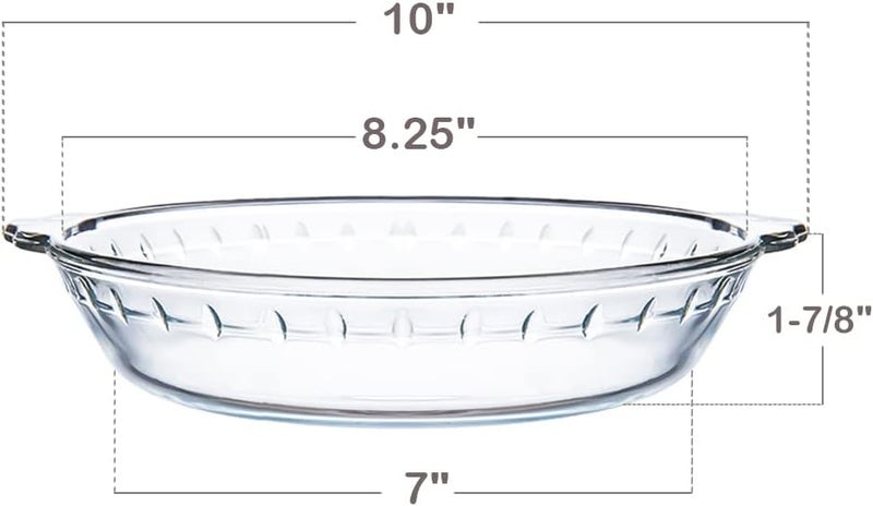 Kingrol 3 Pack Glass Pie Plates with Handles, 9 Inches Baking Dishes, Clear Glass Serving Plates for Snacks, Salads, Desserts - Image 2