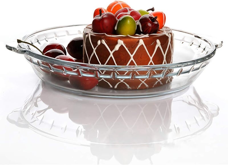 Kingrol 3 Pack Glass Pie Plates with Handles, 9 Inches Baking Dishes, Clear Glass Serving Plates for Snacks, Salads, Desserts - Image 3