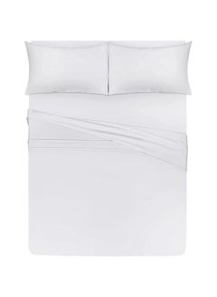 TRASSLE Bedding Queen Sheet Set - Jersey Knit Sheets 4 Piece Queen Jersey Sheet Set – Cotton Jersey Sheets – Soft T-Shirt Stretchy Sheets (King, White)  - Image 3