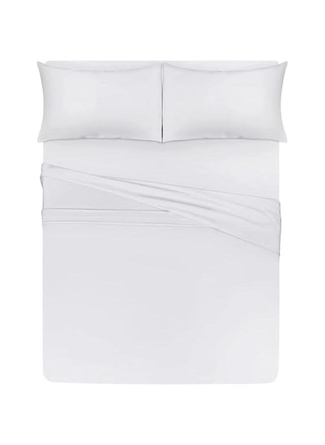 TRASSLE Bedding Queen Sheet Set - Jersey Knit Sheets 4 Piece Queen Jersey Sheet Set – Cotton Jersey Sheets – Soft T-Shirt Stretchy Sheets (King, White)  - Image 3