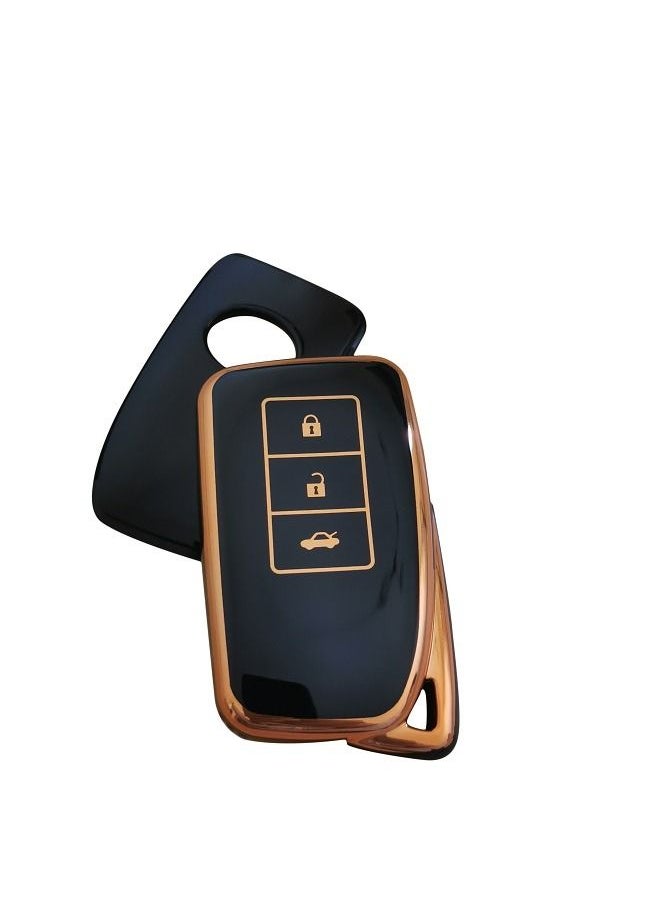 Generic - Lexus Key Fob Cover with Leather Lanyard, Car Key Fob Case Compatible with Lexus RX ES GS LS NX RS GX LX RC LC Smart Key Protector Holder - Image 1