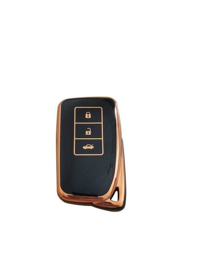 Generic - Lexus Key Fob Cover with Leather Lanyard, Car Key Fob Case Compatible with Lexus RX ES GS LS NX RS GX LX RC LC Smart Key Protector Holder - Image 1