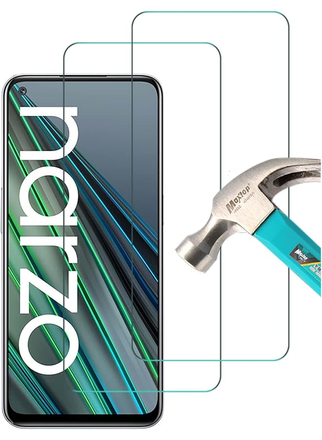 erorex 2 Pack Compatible With Realme Narzo 30 5G Screen Protector Tempered Glass For Realme Narzo 30 5G 9H Scratch Resistant Bubble Free Easy To Install - Image 1