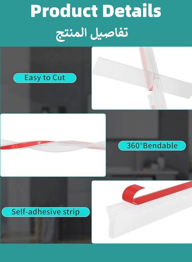 أوبتيكو 1/2/3 قطع شريط سدادة ماء، شريط حاجز دش على شكل حرف T، شريط حاجز دش ذاتي اللصق ذاتي اللصق للماء 3.3 قدم/قطعة واقي مياه الاستحمام، فاصل جاف ورطب، لطاولة حوض استحمام الحمام والمطبخ - Image 4