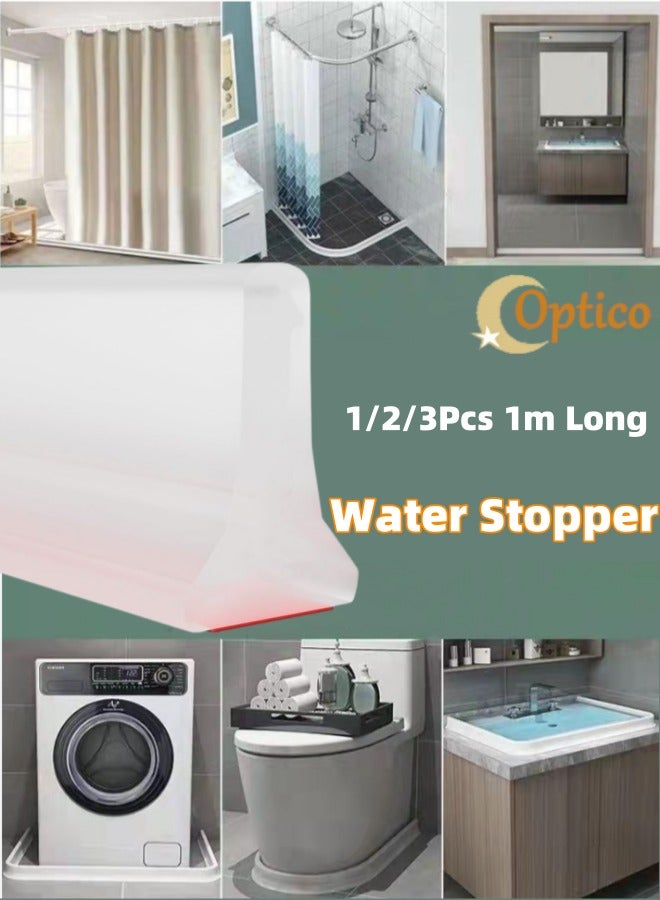 أوبتيكو 1/2/3 قطع شريط سدادة ماء، شريط حاجز دش على شكل حرف T، شريط حاجز دش ذاتي اللصق ذاتي اللصق للماء 3.3 قدم/قطعة واقي مياه الاستحمام، فاصل جاف ورطب، لطاولة حوض استحمام الحمام والمطبخ - Image 2