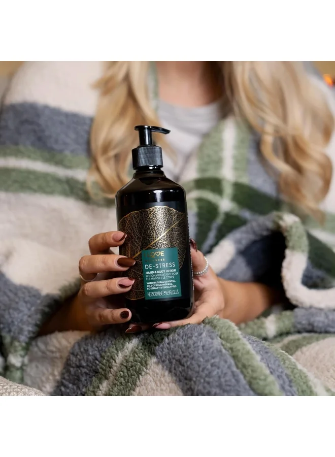 I LOVE I Love Wellness Hand & Body Lotion De-Stress | 500ml | Lavender & Chamomile Moisturizer | Vegan, Calming Formula for Relaxation