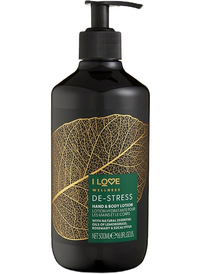 I Love Wellness Hand & Body Lotion De-Stress | 500ml | Lavender & Chamomile Moisturizer | Vegan, Calming Formula for Relaxation - Image 1