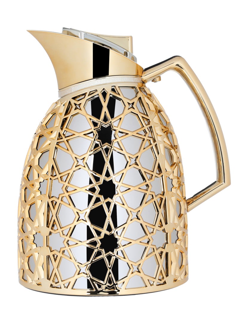 السيف غاليري طقم ترامس أندلسية السيف غاليري، 0.75/1 لتر، نقش اسلامي، حافظة داخلية زجاج، هيكل خارجي بلاستيك - فضي وذهبي - Image 2