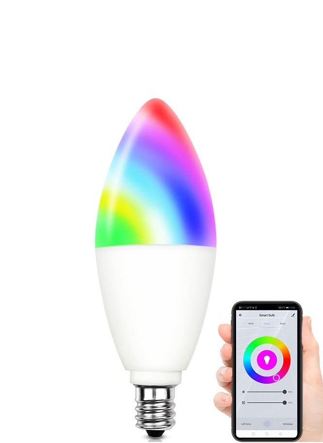 لوميف - لوميف لمبة إضاءة واي فاي ذكية ، تدعم 16 مليون لون RGB ،التحكم عن بعد وتغيير اللون وتخفيف الإضاءة، متوافقة مع مساعد  أليكسا وجوجل هوم، 220 فولت (لمبة ذكية 5 واط E14). - Image 1