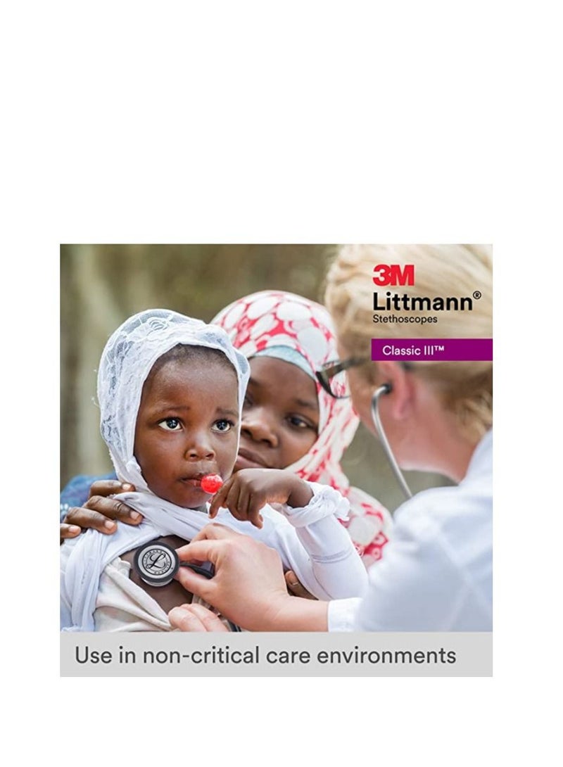 3M Littmann Classic Stethoscope Chest Piece Black Edition Black Tube 27 inch - Image 5