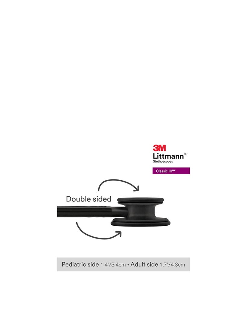 3M Littmann Classic Stethoscope Chest Piece Black Edition Black Tube 27 inch - Image 4