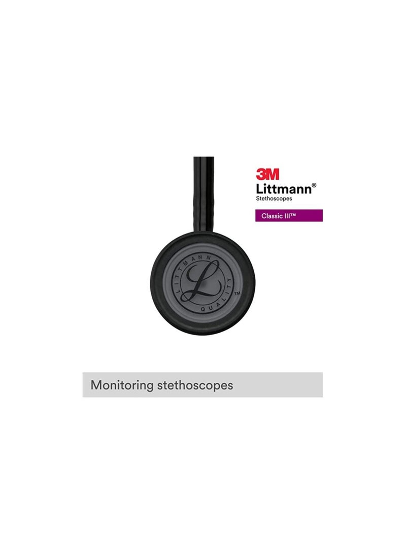 3M Littmann Classic Stethoscope Chest Piece Black Edition Black Tube 27 inch - Image 3