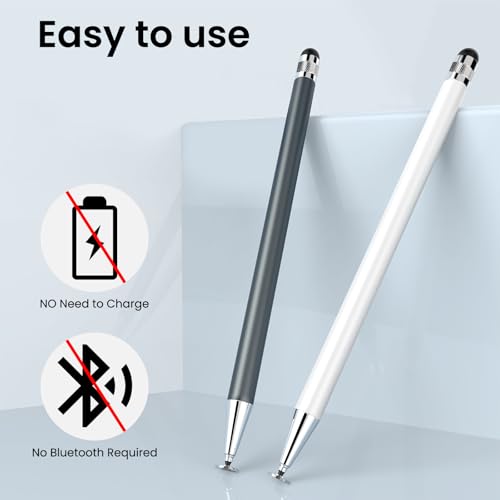 StylusHome 2-in-1 Stylus Pen,2-Pack Stylus for Touch Screens Pens,High Sensitivity&Precision Capacitive Stylus for iPhone/Ipad Pro/Mini/Air/Tablets/Samsung/Lenovo/Galaxy/Pc(Black/White) - Image 4