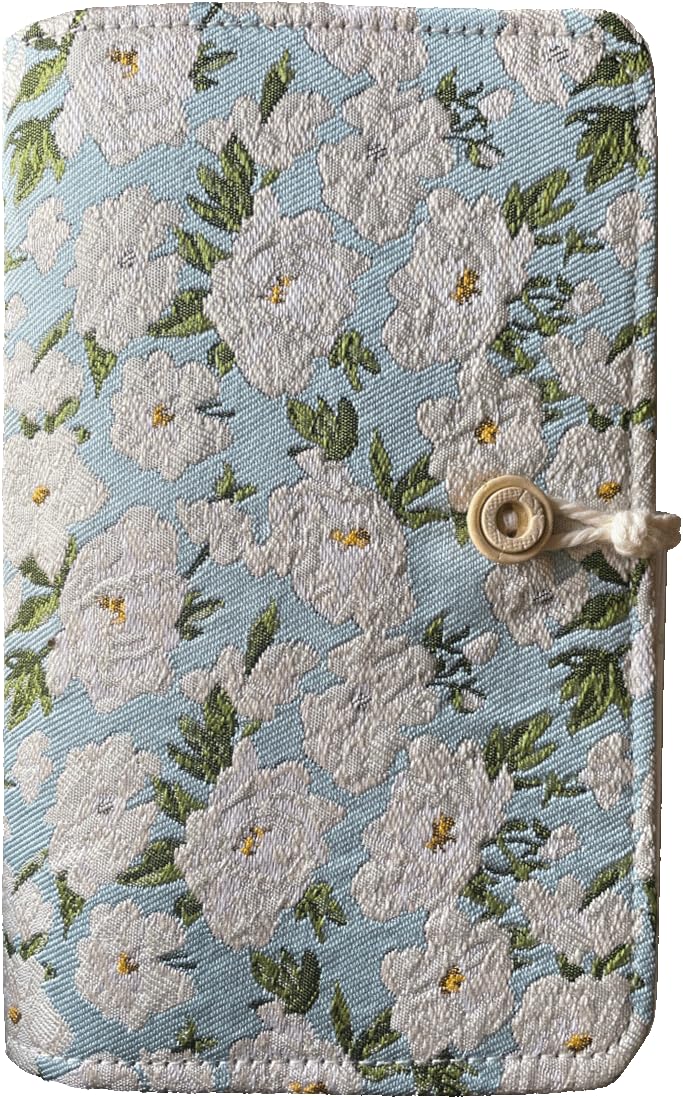 ipoul A6 Binder, Embroidered Flower Journal, Refillable Journal, 6 Ring Binder, 5"x7" Journal Cover, B6 Sketchbook, Travel Diary for Girl, White Gardenia, Budget Binder, Planner Binder - Image 1