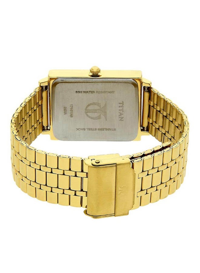 Titan Karishma Analogue Champagne Rectangle Dial Golden Stainless Steel Strap Watch for Men-1715YM02 - Image 4