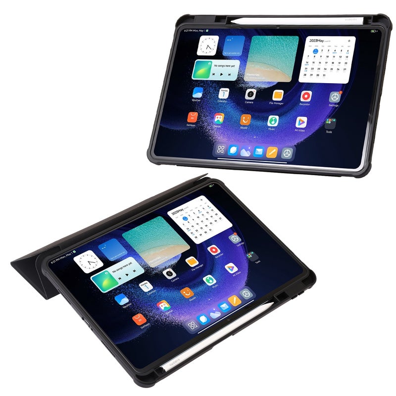 erorex For Xiaomi Pad 6 Clear Acrylic Deformation Leather Tablet Case(Black) - Image 4