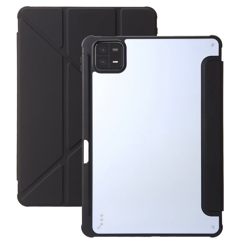 erorex For Xiaomi Pad 6 Clear Acrylic Deformation Leather Tablet Case(Black) - Image 1