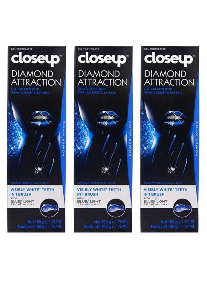 Close Up 3 Pieces Of Closeup Diamond Attraction Gel Toothpaste 3  X 100 g - Image 1
